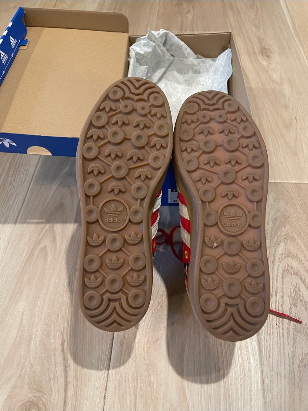 adidas Liberty Red Floral Platform Sneakers with White Stripes - Picture 4 of 7
